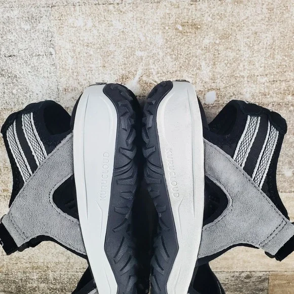 Kuru Tread Womens Sandals Sz 8 M Fossil Gray Sky Blue Jet Black Suede Comfort - Picture 6 of 12